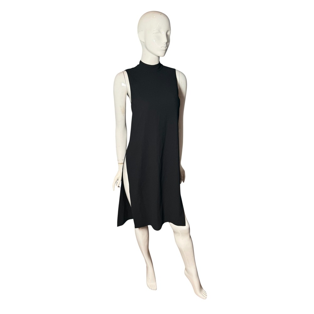 Zara Woman Black High Neck Sleeveless Tunic Dress High Side Slits Size Small
